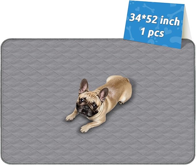 Washable Reusable Dog Pee Pads, 34"x52" Absorbent & Waterproof Puppy Training Pad for Crate, Playpen & Carpet, Large Potty Pads for Dogs, Cats & Small Pets