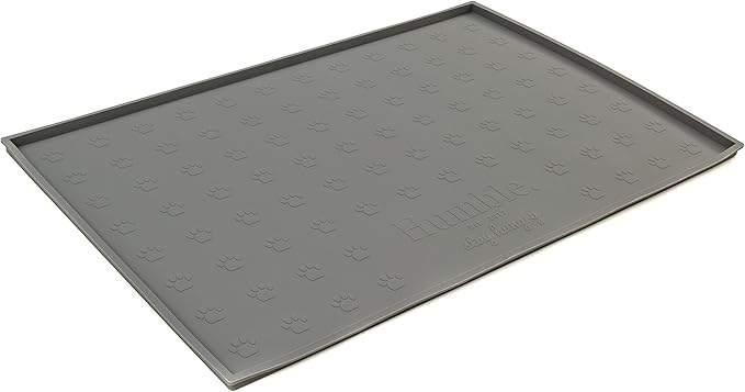 Humble Pet Food Mat Feeding Tray - Non-Slip, Anti-Spill, Raised Dog Food Mat, Easy Clean Waterproof - Premium Quality Silicone - Perfect for Dog Bowl Mat and Cat Feeding Mat Tray, 24" x 16" (Grey)
