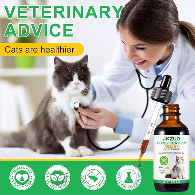 Cat Laxative, Cat Constipation Relief, Constipation Relief for Cats, Cat Laxative Constipation Relief, 100% Pure Natural Cat Constipation Treat with 6 Probiotics Cat Stool Softener