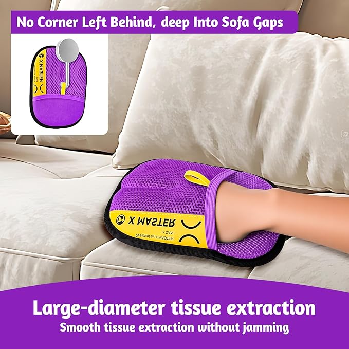 2 Pack Pet Hair Grooming Gloves – Upgraded Mesh + Brush Fabric, Washable Electrostatic Pet Hair Remover for Dogs & Cats – Reusable Glove for Carpet, Furniture, Clothes (Purple)