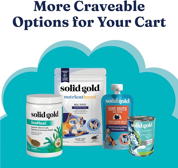 Solid Gold Dry Dog Food for Adult & Senior Dogs - with Whole Grains, Oatmeal, Pearled Barley, & Fish - Potato Free, High Fiber Adult Dog Food Dry Kibble for Sensitive Stomach & Immune Support – 4LB