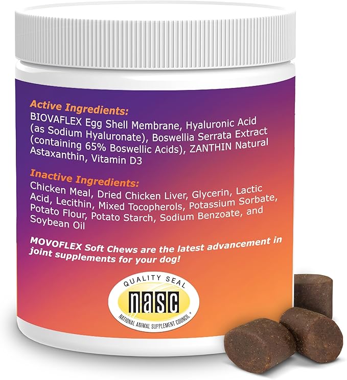 MOVOFLEX Soft Chews Hip and Joint Support Supplement for Dogs for Medium Dogs - 60 Count By Virbac