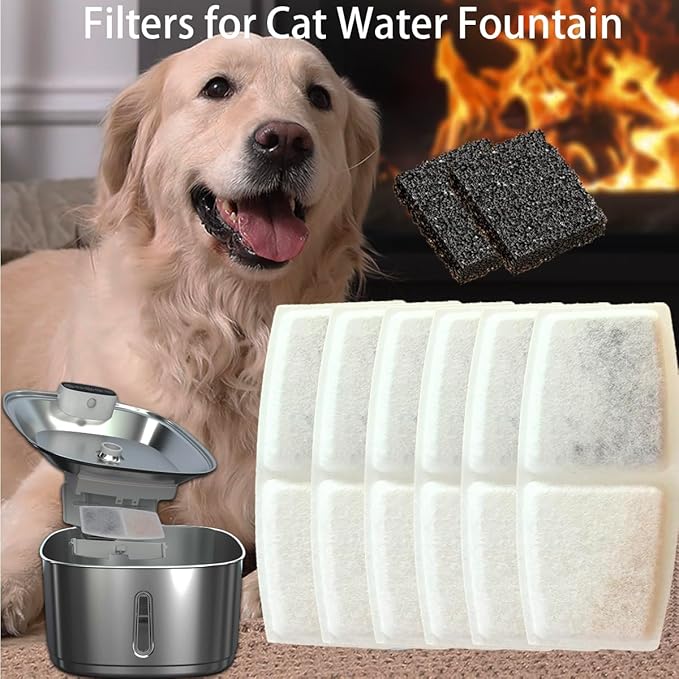 3.2L Cat Water Fountain Filters for Drinking (6 Filters & 2 Sponges)