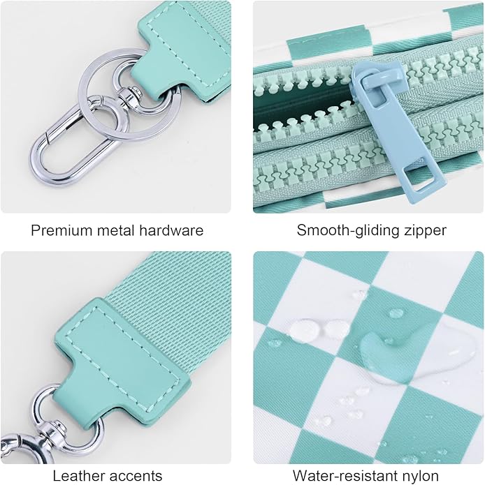 Checkered WristleWallets for Women, RFID Wallet Crossbody with 4 Zippers, Credit Card Holder Cell Phone Organizer