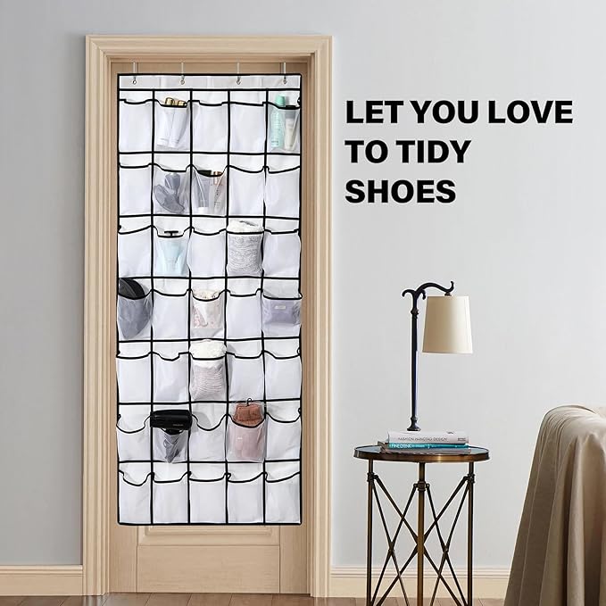 35Large Pockets Over The Door Shoe Organizer, Mesh Pockets Shoe Holder Rack, Capacity Shoe Hanging Storage,door shoe rack With 4 Metal Hook.