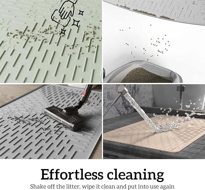 OHMO Cat Litter Mat XXL Trapping Mat Premium Silicone Rubber 37.5x25.2 Coral, Waterproof and BPA Free Kitty Litter Box Mat, Easy to Clean and Keeps The Floor Tidy