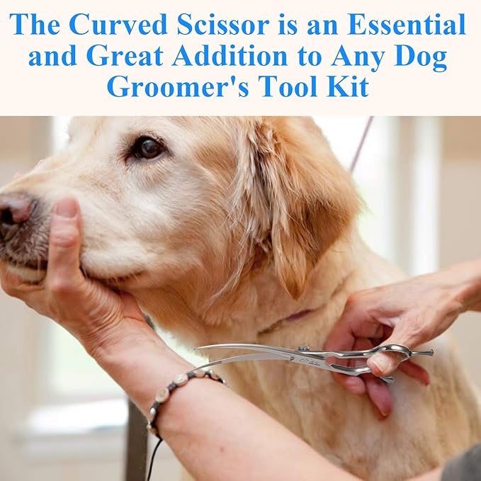 JASON 7" Curved Dog Grooming Scissors, Cats Grooming Shears Pets Trimming Kit with for Left Handed Groomers, Sharp, Comfortable Shear