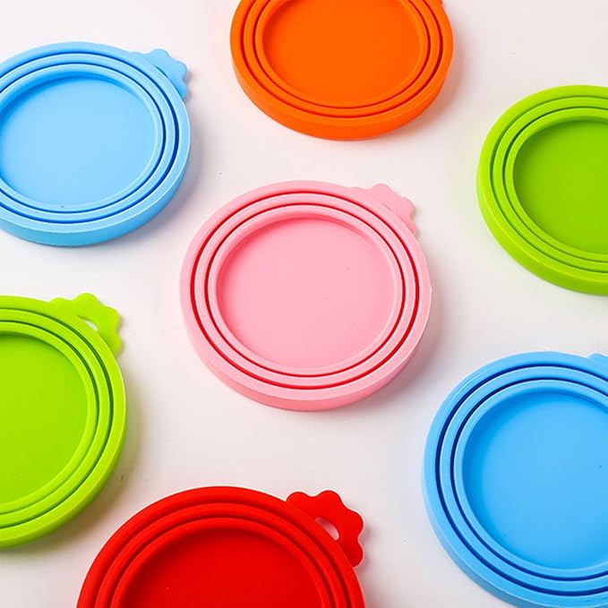 6 packs Pet Food Can Lids, Food Safe BPA-Free & Dishwasher Safe, Can Covers with 1 Spoon Can Openers Most Standard Size Dog and Cat Can Tops