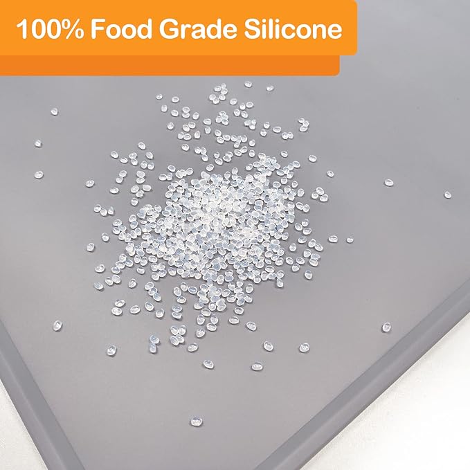 Pet Food Mat Pet Feeding Mat Silicone Placemat for Dog and Cat Food Water Bowl Dog Food Mats for Floors Non Slip Waterproof Anti-bite Cool Grey 39.4X29.5in