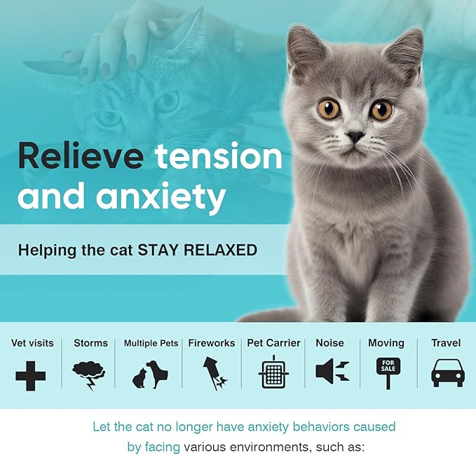 Calming Collar for Cats 6 Pack Cat Calming Pheromones Collar Stress and Anxiety Relief for 30 Days Pheromone Collars Adjustable Calm Care Products Anti Aggression Stop Meowing Relaxer for Cats in Heat