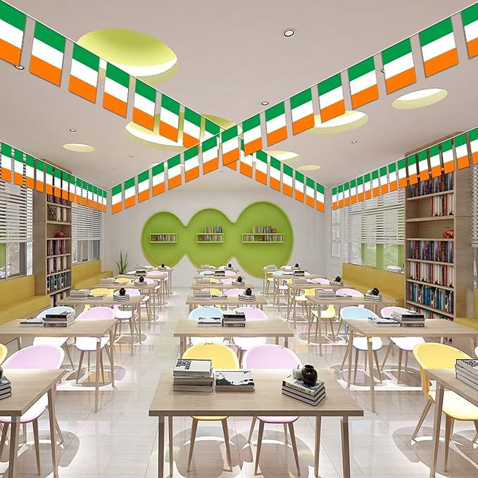 Ireland String Flag Pennant Banner - 38 Flags, 42 Feet Small Mini Irish Flags Bunting Banner for Country Decoration, School, Party, Sports Events, St. Patrick's Day
