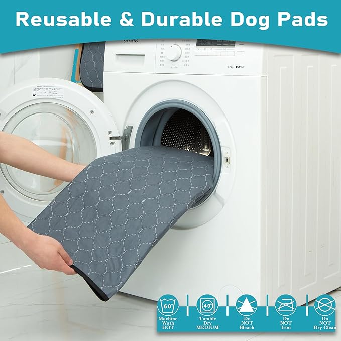 Washable Pee Pads for Dog, 2 Pack, 27.5 Inch Round, Reusable Puppy Pads with Quick Dry, Anti-Slip for Dogs, Cats & Whelping
