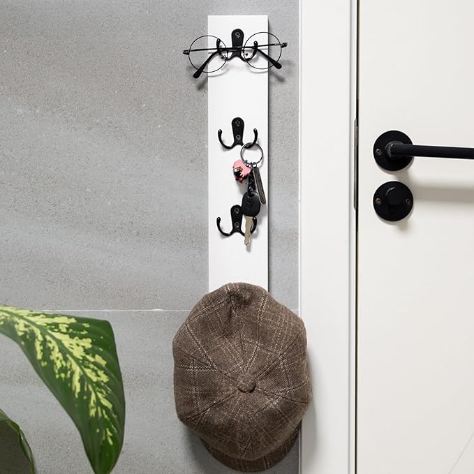 Yohsnor Vertical Wall-Mounted Key Holder – Stylish Entryway Hook Rack, Perfect for Narrow Spaces – Ideal Storage Solution for Keys, Scarves, Wallets, Belts, and Dog Leashes – Rustic Wood Key Hanger