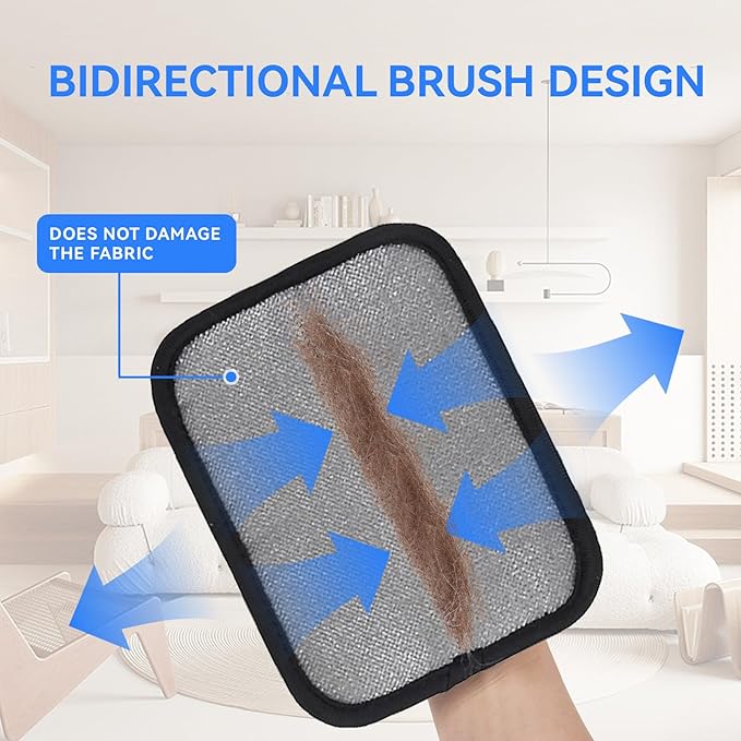 Pet Hair Removal Gloves, Reusable with Electrostatic Pet Hair Remover for Cats & Dogs' Fall & Winter Shedding, Hair Removal Suitable for Clothes, Carpets, Sofas, Furniture-2 Pcs