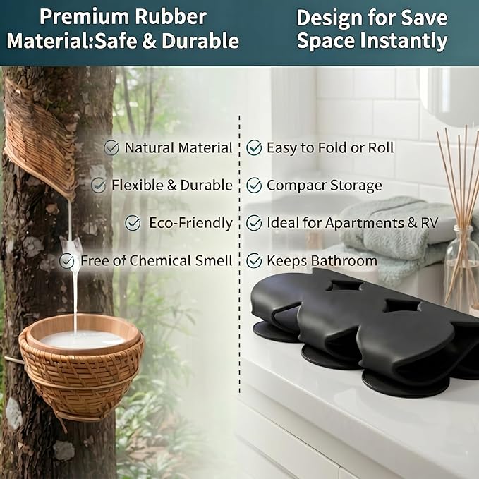 Webos Patented Non Slip Bathtub Mat Shower Mat Bath Mat Tub Mats with Strong Suction Cups Soft Natural Rubber Bath Mat for Inside The tub (Circle-Black, 28x16 inch)