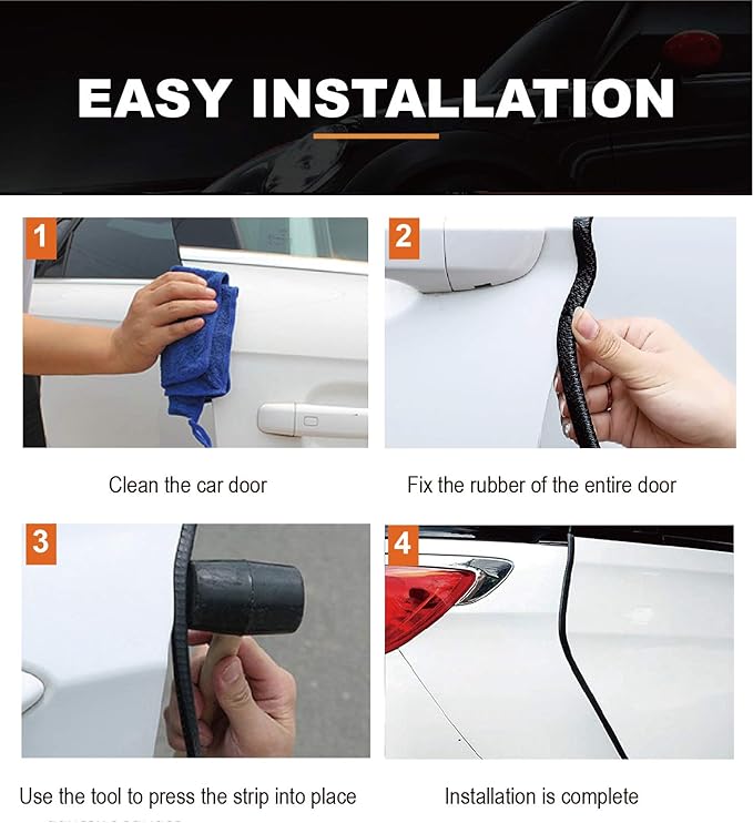 Car Door Edge Guards Black, 16Ft Rubber Seal Protector U Shape Edge Trim Car Door Edge Protection Fit for Most Car