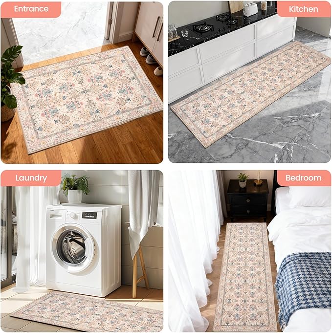 Kitchen Rug Set 3Pcs, Boho Rug Sets Non Slip Washable for Floor Thick Farmhouse Kitchen Decor Runner Rugs for Kitchen, Entryway,Laundry, Hallways 20''x32''+20''x48''+20''x59