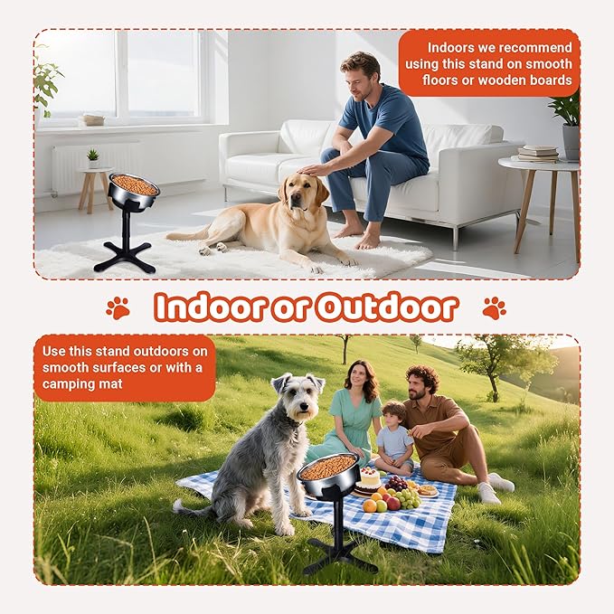 Elevated Adjustable Dog Bowl Feeding Stand, 3 Heights and Tiled Ajudst, Compatible with Moost Feeding Bowls, Great for Medium Large Dogs (2 Pack-C)