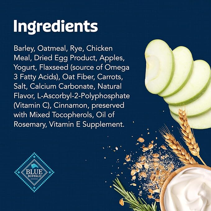 Blue Buffalo Health Bars Crunchy Dog Biscuits, Oven-Baked With Natural Ingredients, Apples & Yogurt, 16-oz Bag