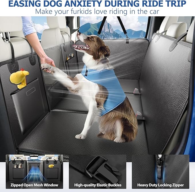 XL Truck Back Seat Extender for Dogs, Upgraded Anti-Scratch PU Leather, Dog Car Seat Cover for Back Seat with Hard Bottom, Pet Seat Covers for Trucks, Waterproof Dog Hammock for Crew Cab Truck