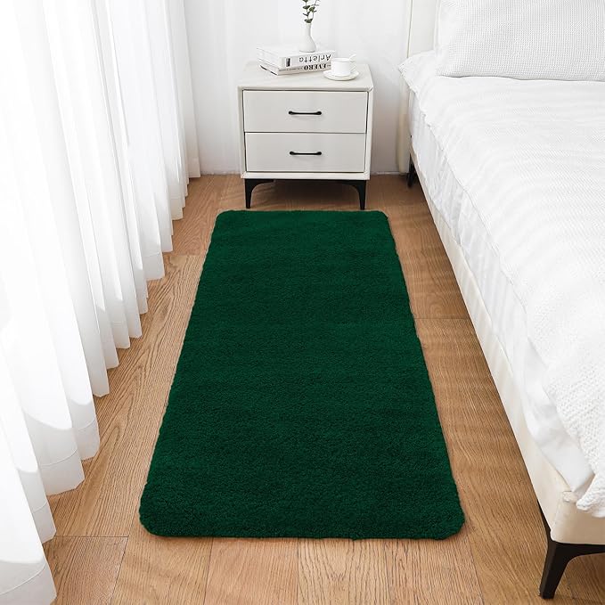 Verdant Green Bathroom Rugs Runner 24"x60" - Long Large Bath Mat, Soft Non Slip Absorbent Microfiber Bathroom Rug, Washable Plush Floor Mat - Perfect for Bedside, Kitchen or Vanity Area