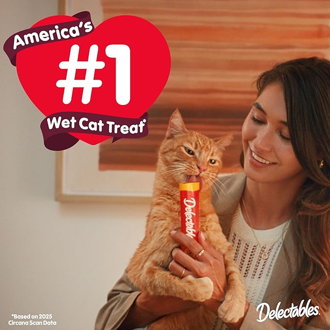 Hartz Delectables Squeeze Up Interactive Lickable Wet Cat Treats for Adult & Senior Cats, Chicken & Tuna, 10 Count,5 oz