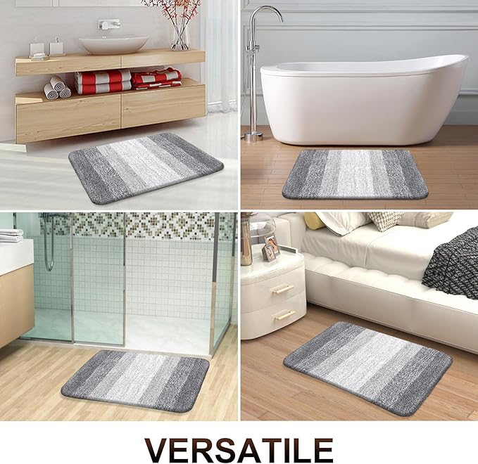 OLANLY Bathroom Rugs Mat 36x24, Extra Soft Absorbent Microfiber Bath Rugs, Rubber Backing, Quick Dry, Machine Washable Bath Mats for Bathroom Floor, Tub and Shower, Home Decor Accessories, Light Grey