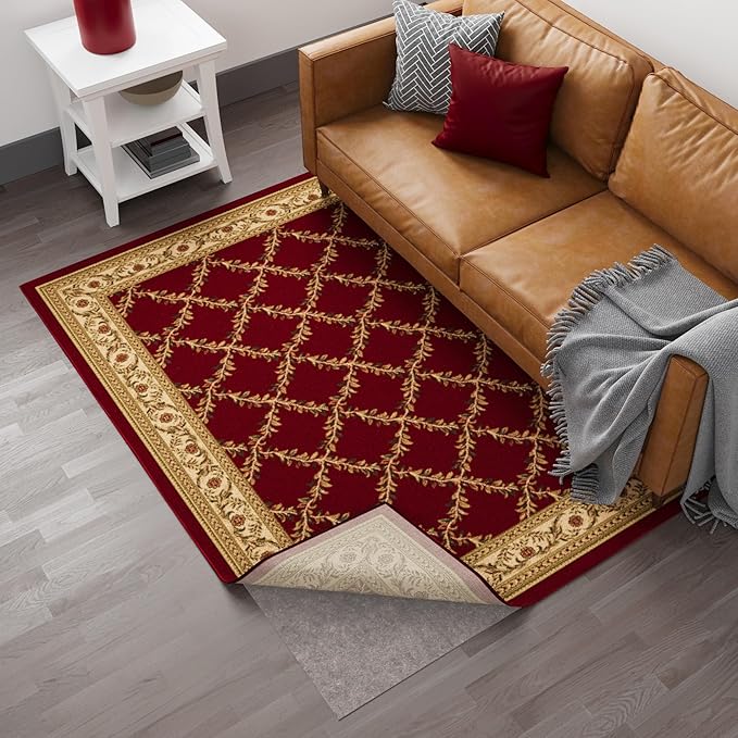 Ottomanson 3' x 7' Non-Slip Rug Pad Gripper 1/4 Inch Thick Dual Surface Felt + Rubber Gripper - Safe for All Floors, Brown
