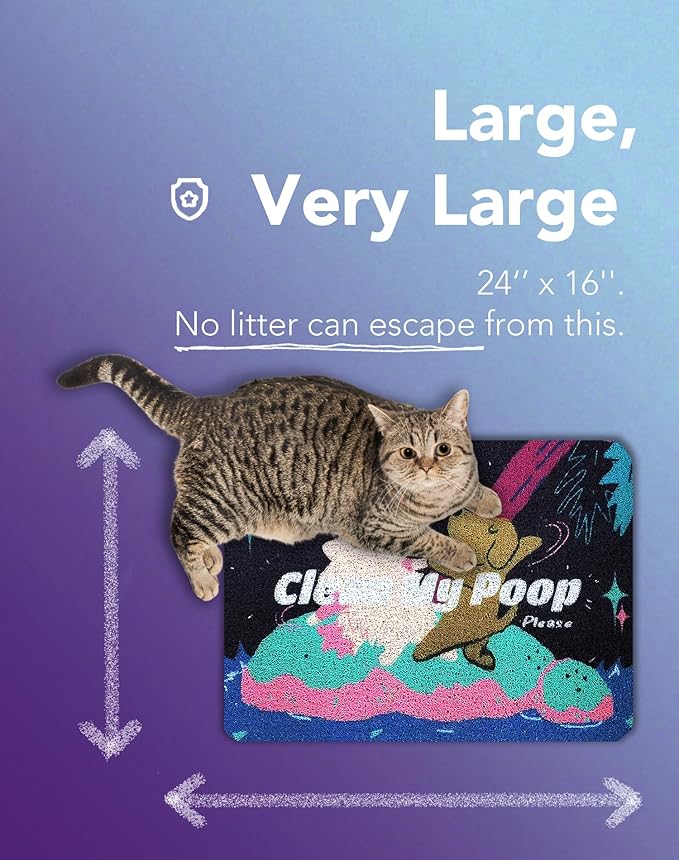 Lukamoo® Cute Cat Litter Mat (24’’x16’’), for Kitty Litter & Cat Litter Box, Independent Artist Designed (Island Waltz)