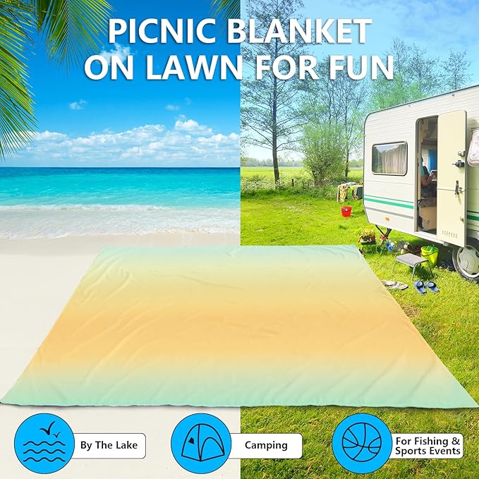AISPARKY Beach Blanket Waterproof Sandproof Extra Large Beach Mat 79" X 83"/120"x108" for 2-8 Adults Quick Drying Durable Outdoor Picnic Mat for Travel, Camping, Hiking