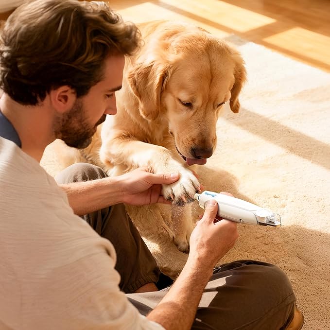 2-in-1 Dog Nail Clippers & Dog Nail Trimmers for Small Medium Large Dogs Cats Pets with Spash Guard, Nail Grinder for Dogs Quiet,Pet Nail Clippers with 2 LED Large Light