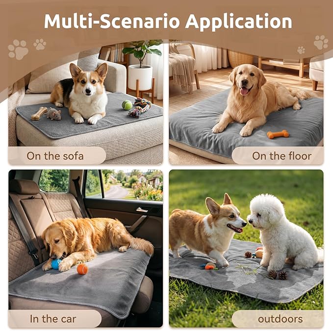MontVoo Washable Dog Bed Cover, Absorbent Quick Dry Pet Bed Sheet, Easy Hair Removal Couch Covers for Dogs/Cats, 24x35 Inches, Waterproof PU Backing Dog Bed Mat for Car Seat, Crate, Cover Only, Grey