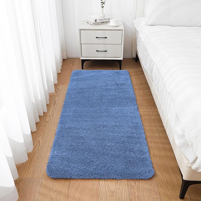Blue Bathroom Rugs Runner 24"x60" - Long Large Bath Mat, Soft Non Slip Absorbent Microfiber Bathroom Rug, Washable Plush Floor Mat - Perfect for Bedside, Kitchen or Vanity Area