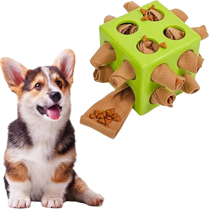 Fossa Dog Enrichment Puzzle Toy, Interactive Snuffle Ball for Dogs Encourage Stimulation Food Foraging Skill, Resistant Rope to Hide Treat for Aggressive Puppy, Small, Medium, Large Dog