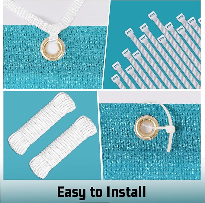 SUNNY GUARD Shade Cloth Custom Size 13x13 FT Sun Shade Screen Fabric Shade Cover Tarp with Grommets for Pergola Backyard Garden, Turquoise(We Customized)