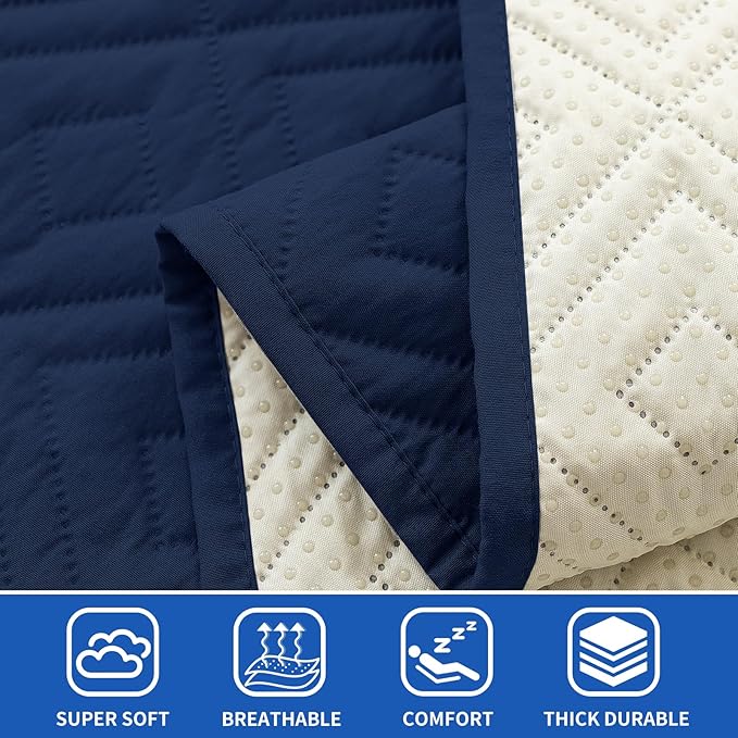 2026 Waterproof Bed Sofa Blanket (68"x82") Comfy Couch Sofa Mat for Dog Pets with Anti-Slip Back, Universal Incontinence Lightweight Liner Pad for Furniture Car Picnic etc Durable Washable, Navy Blue