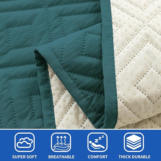 2026 Waterproof Bed Sofa Blanket (68"x82") Comfy Couch Sofa Mat for Dog Pets with Anti-Slip Back, Universal Incontinence Lightweight Liner Pad for Furniture Car Picnic etc Durable Washable, Teal Green