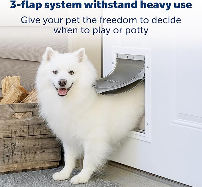PetSafe Extreme Weather Aluminum Pet Door - Energy-Saving Thermal Barrier Pet Flap with Slide-in Door Locking & Secure Flap Cover - for Dogs Up to 40 lb - Medium