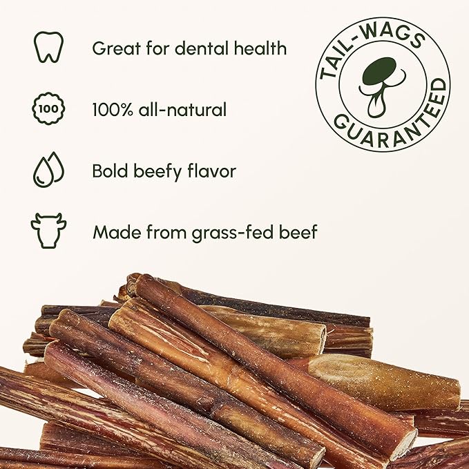Downtown Pet Supply 6-inch Bully Sticks for Dogs, Pack of 18 - Single Ingredient, Nutrient-Rich and Odor Free Bully Sticks for Dogs - Rawhide Free Dog Chews Long Lasting and Non-Splintering
