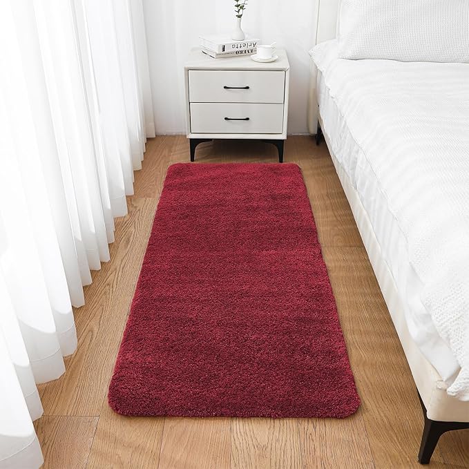 Red Bathroom Rugs Runner 24"x60" - Long Large Bath Mat, Soft Non Slip Absorbent Microfiber Bathroom Rug, Washable Plush Floor Mat - Perfect for Bedside, Kitchen or Vanity Area
