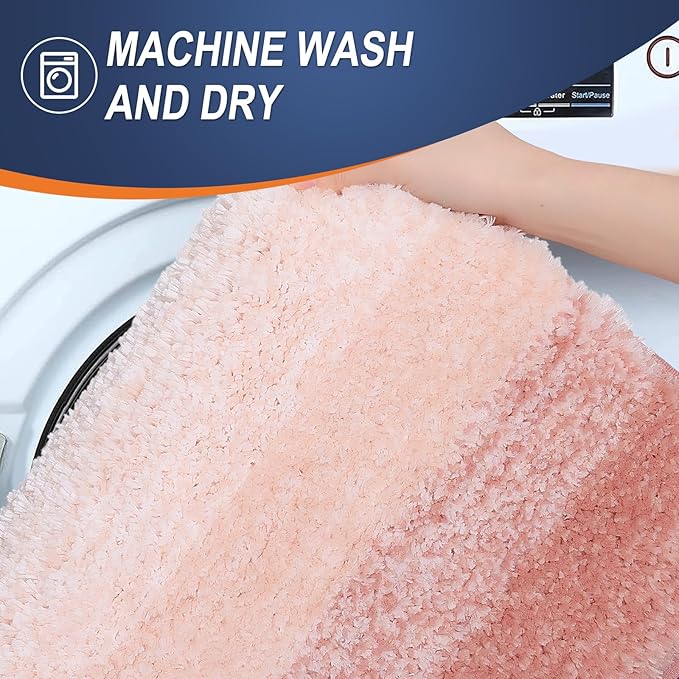 OLANLY Bathroom Rugs Mat 36x24, Extra Soft Absorbent Microfiber Bath Rugs, Rubber Backing, Quick Dry, Machine Washable Bath Mats for Bathroom Floor, Tub and Shower, Home Decor Accessories, Peach