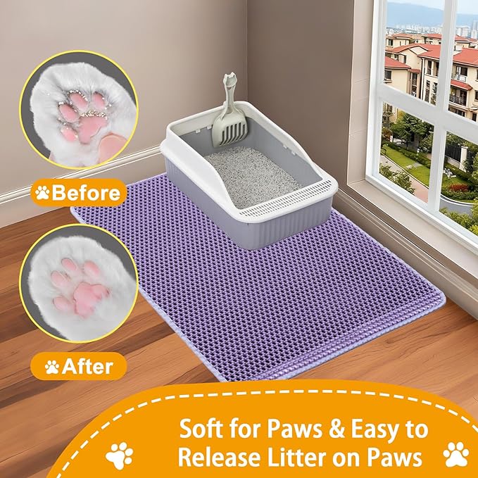 Cat Litter Box Mat-Super Large 47''x36'' Litter Trapping Mat for Cat-XXL Litterbox Matt for Floor-2 Layer Catcher Rug for Pet kitty Litterbox-Waterproof Urine Proof,Non-Slip