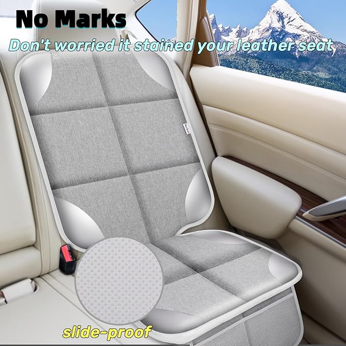 Meolsaek Car Seat Protector for Child Car Seat, Durable 600D Fabric Waterproof Car Seat Cover with Thick Pad Non-Slip Backing (No Imprints)