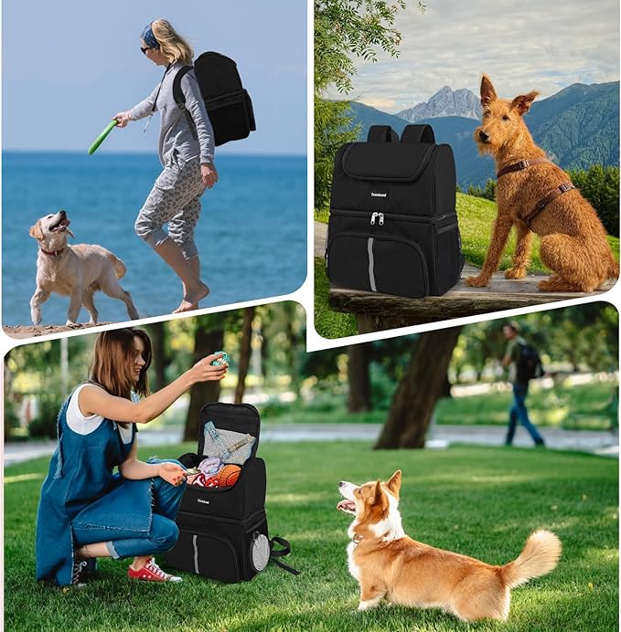 Txinrbaod Dog Travel Bag for Supplies with Food Container Bag Dog Travel Backpack for Hiking Overnight Camping Trip Black