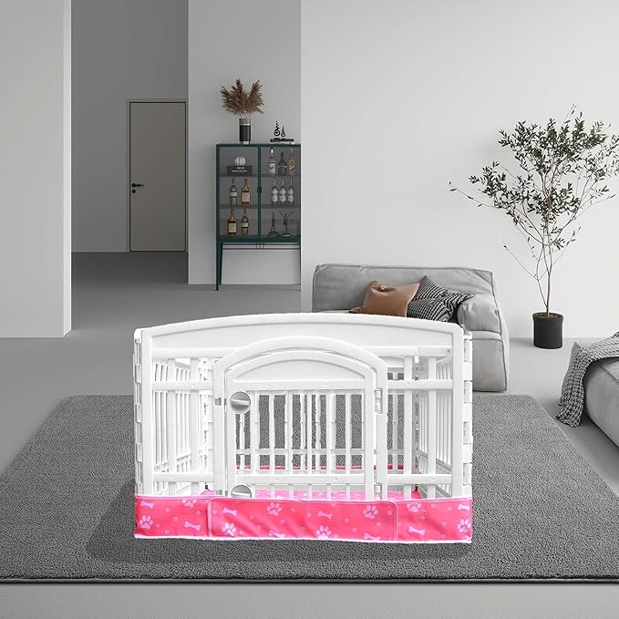 Dog Playpen Bottom Pad Fits for 36 Inch 4 Panels Exercise Pet Playpen, Dog Crate Pad Puppy Playpen Pad, Hoop and Loop Design (Note: Playpen Not Included). -Pink