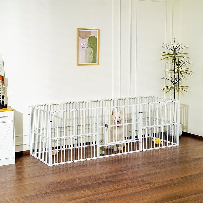 Dog Playpen - 32" Height Dog Pen, Heavy Duty Puppy Pen with Door, Safe & Sturdy, Easy Assemble for Indoor/Outdoor Pet Playpen