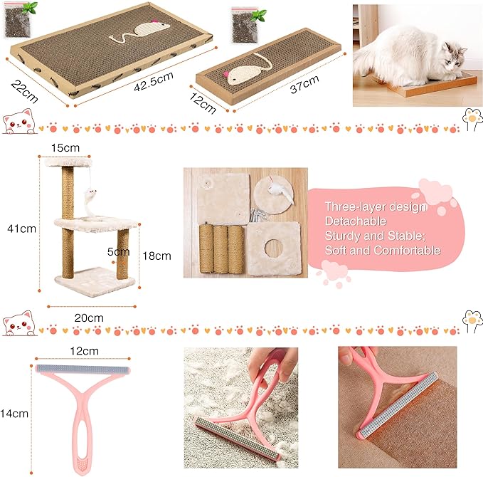 Kitten Starter Supplies Starter Kit, 20 pcs of Cat Essentials and Stuff, Including Cat Bed, Carrier, Litter Mat, Litter Box, Collar, Bowls,and Others, Perfect Choice for New Cat Owner - Pink