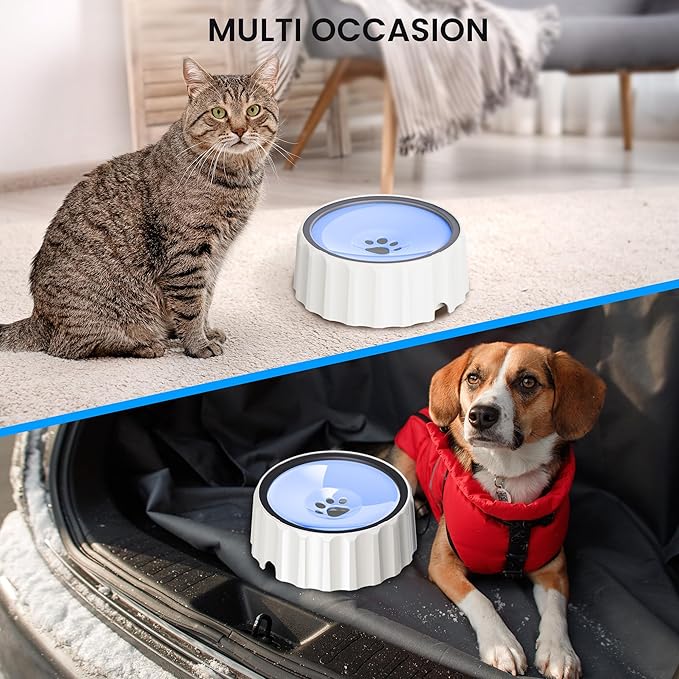 FORWH Dog Small Animals Water Bowl No Spill 70oz/2L Large Capacity Dispenser Non Slip No Splash Small Animals Bowl Pet Slow Feeder No Drip Dog Water Bowl on Vehicle for Dogs and Cats - Purple