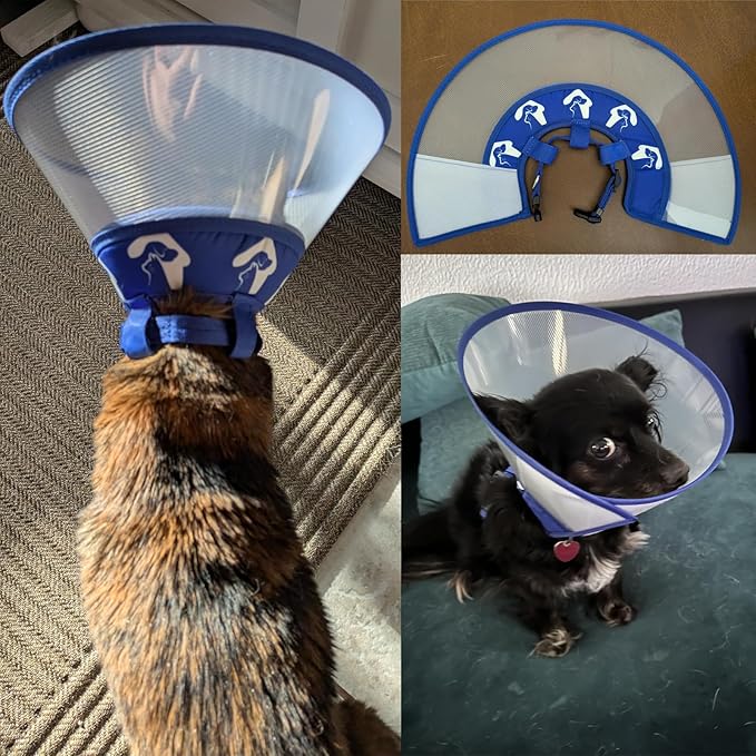 Elizabethan Recovery Cone Collar for Cats and Small Dogs, Adjustable Soft Pet Cone Collar to Stop Licking After Surgery, Comfortable Protective Cat & Puppy Cone (Neck Girth 7.0''–9.5'')