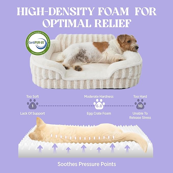 LE SURE Cute Dog Beds for Extra Large Dogs, Orthopedic Waterproof XL Pet Bed with Sides, High Back Non-Slip and Egg-Crate Foam Big Dog Couch Sofa with Washable Removable Cover, Beige